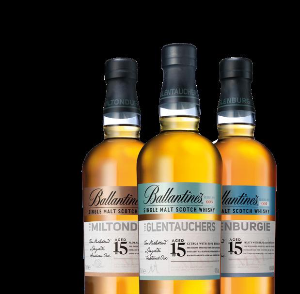 (raspberry and blackcurrant), combined with the sweetness of barley malt incredibly long and luscious BALLANTINE S GLENBURGIE 15YO This 15-year-old Glenburgie single malt forms the