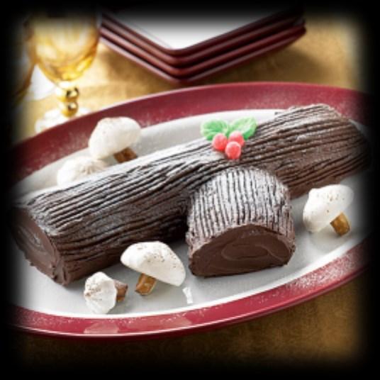Chocolate Yule Log Ingredients for Yule Log: 1 pkg (16 oz) angel food cake mix Frosting and Decorations 6 oz unsweetened baking chocolate, coarsely chopped 1 cup butter, softened and divided 2 cups