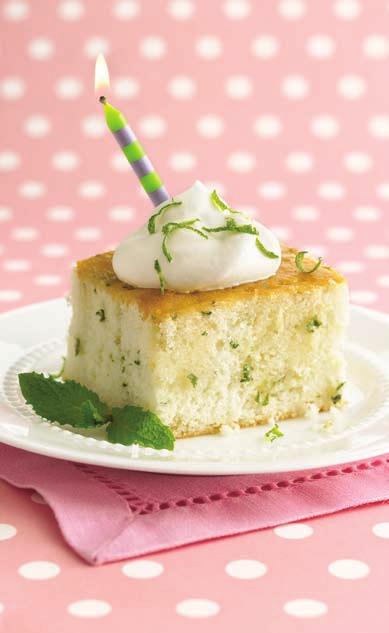58 15 servings PreP Time: 30 Min STarT To FiniSh: 2 Hrs 20 Min 59 Mojito Cake Cake SuperMoist white cake mix 1 cup unflavored carbonated water 1 3 cup vegetable oil 1 4 cup rum or 1 teaspoon rum