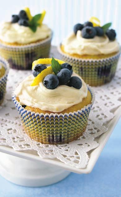 74 24 cupcakes PreP Time: 25 Min STarT To FiniSh: 1 Hr 55 Min 75 Lemon-Blueberry Cupcakes CupCakes SuperMoist lemon cake mix 3 4 cup water 1 3 cup vegetable oil 1 tablespoon grated lemon peel 2 eggs