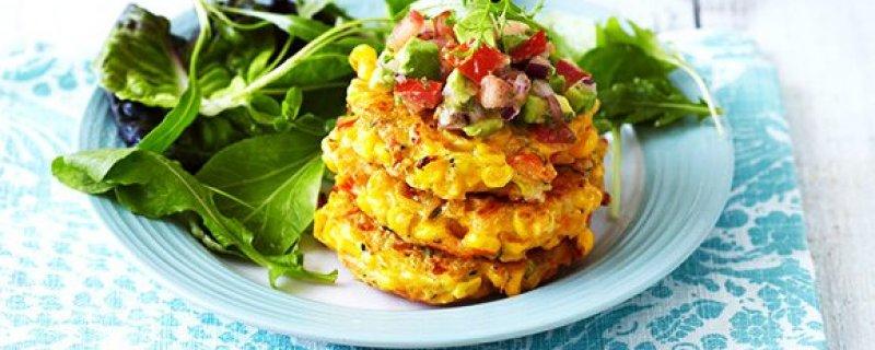 Veggie Fritters Wednesday 6th February COOK TIME PREP TIME SERVES 00:20:00 00:15:00 4 Using corn, marrows and carrots, create these tasty vegetable fritters and for extra flavour serve with a
