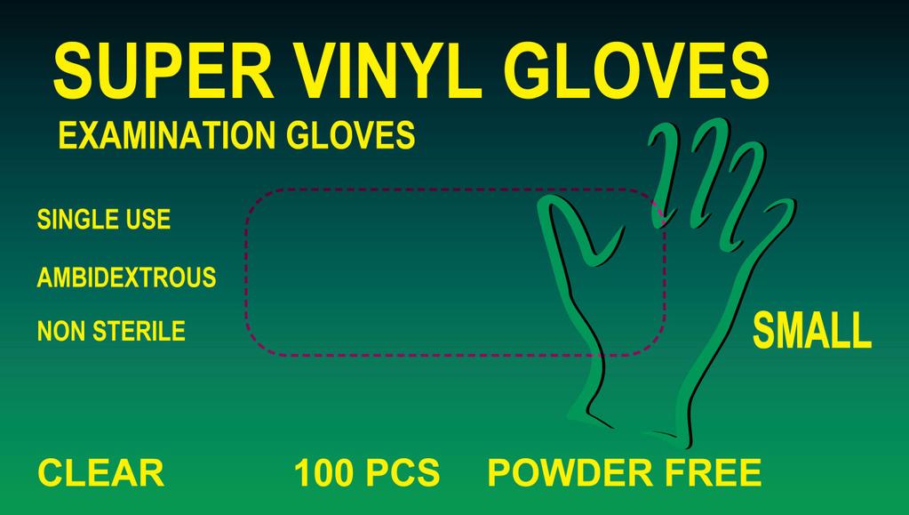 Universal Size 500 Gloves Per Poly Bag / 4 Bags Per Carton (2000 Gloves) Colour Clear Vinyl Powder