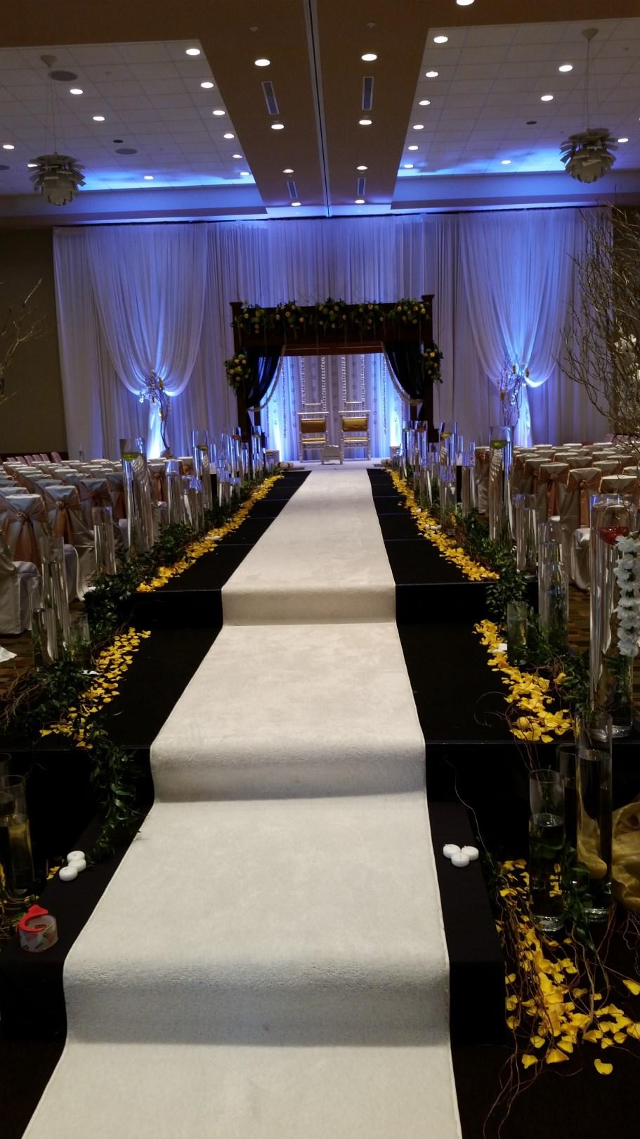 banquet chairs Riser provided by hotel for Mandap Microphone provided for Ceremony
