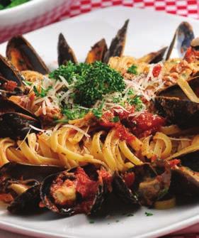 99 Shrimp, clams, mussels, scallops and squid cooked in a marinara or a white clam broth served over linguini Cape Cod Supreme.