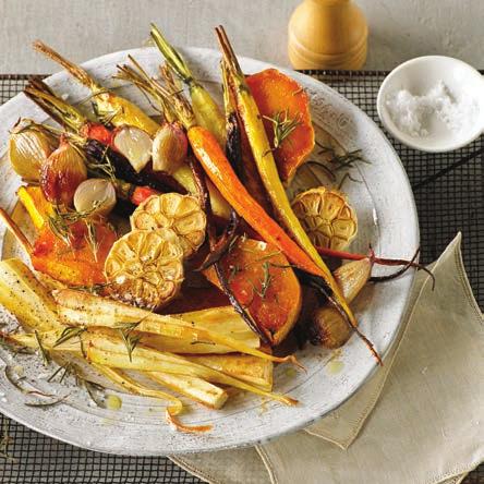 10 Roasted Vegetables Dried rosemary leaves (refer to page 13) 200g /1½ cups baby carrots, peeled & trimmed 200g/1½ cups parsnips, peeled & quartered lengthways 400g/3 cups butternut pumpkin, peeled