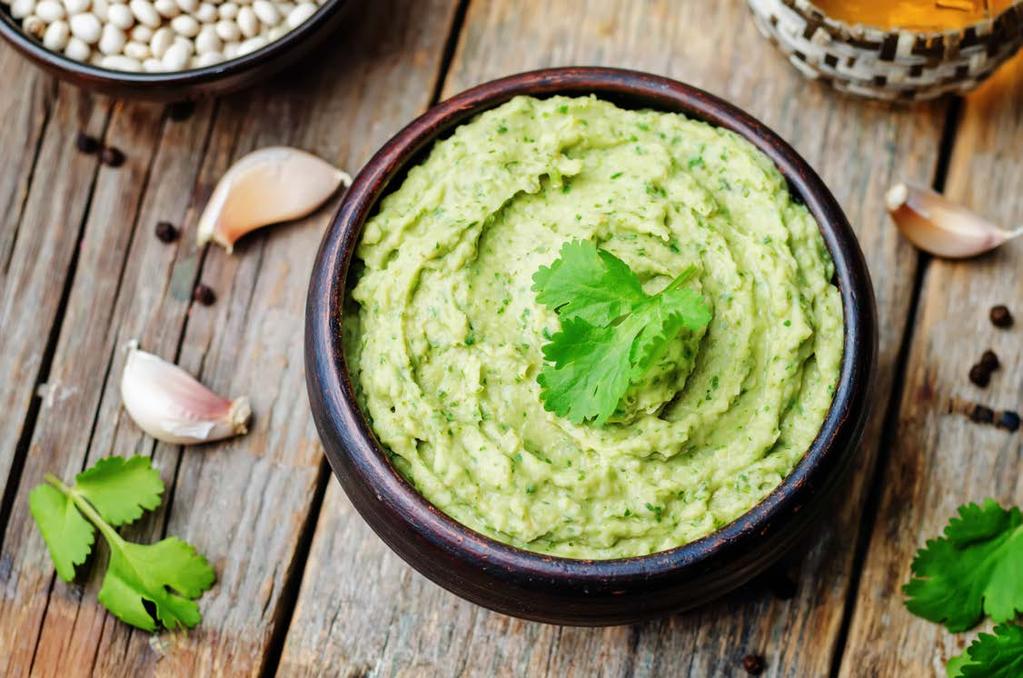 Quick & Healthy Avocado Hummus Serves: 6-8 This really easy-to-make hummus will rock your world with its taste and super healthy ingredients.