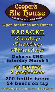 Ballet Coopers Ale House: Karaoke MONDAY MARCH 24 Southern Smoke Eatery: Family Night Friendly Club 3040: Toastmasters - Improve Your Leadership and Speaking Skills!