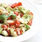 SMALLER FAMILY- 3 INGREDIENT AVOCADO SALAD S I D E D I S H Serves: 4 Prep Time: 10 Minutes Cook Time: 1 cup of cherry tomatoes 2 avocados 1 (6.5 ounce) jar of marinated artichoke hearts 1.