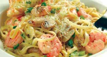 Shrimp $5.99 or Steak $6.99. CHICKEN GORGONZOLA BOWTIE Gorgonzola cheese, tender grilled chicken, bacon, mushrooms, garlic, red and green onions, basil and rosemary sautéed in a light creamy sauce with bowtie pasta.