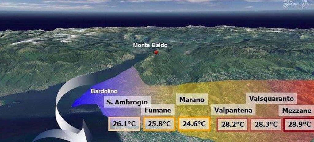 CLIMATE: MODERATE CONTINENTAL THE AREA IS STRONGLY AFFECTED BY THE LAKE GARDA WHICH MITIGATES THE CONTINENTAL CLIMATE OF NORTHERN ITALY