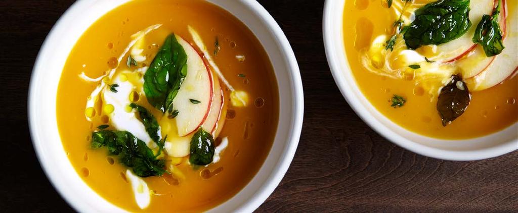 Butternut Squash Soup 2 tbsp olive oil or coconut oil 1 small onion, chopped 1 stock of celery, diced 1 clove garlic, minced 1 apple, diced 1 large butternut squash 4 cups chicken or vegetable broth