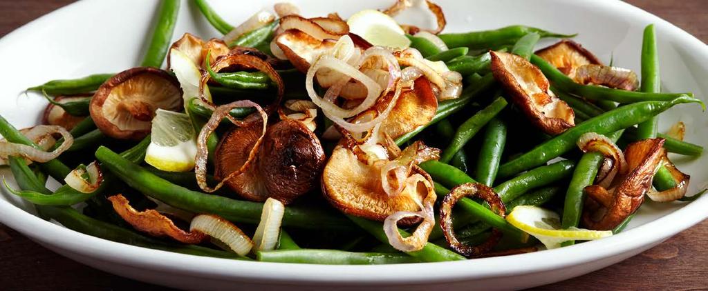 Green Beans with Crispy Shallots and Shiitake Mushrooms 1 lb green beans 2 tbsp coconut oil 8 12 shiitake mushrooms (cremini are a fine substitution if you prefer) 4 shallots fresh lemon, for