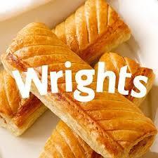 Wrights Pies (part baked) Lincolnshire Sausage Rolls 48 x 160gm 15.75 Jumbo Sausage Rolls 48 x 160gm 18.98 Beef and Vegetable Pasties 36 x 180gm 17.