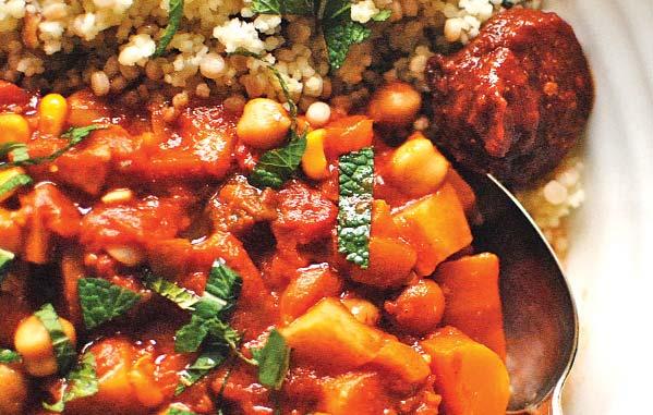 Five a Day Tagine 15 minutes Cooking time: 6-8 hours Servings: 4 4 carrots cut into chunks 4 small parsnips or 3 large cut into chunks 3 red onions cut into wedges 2 red peppers, deseeded and cut