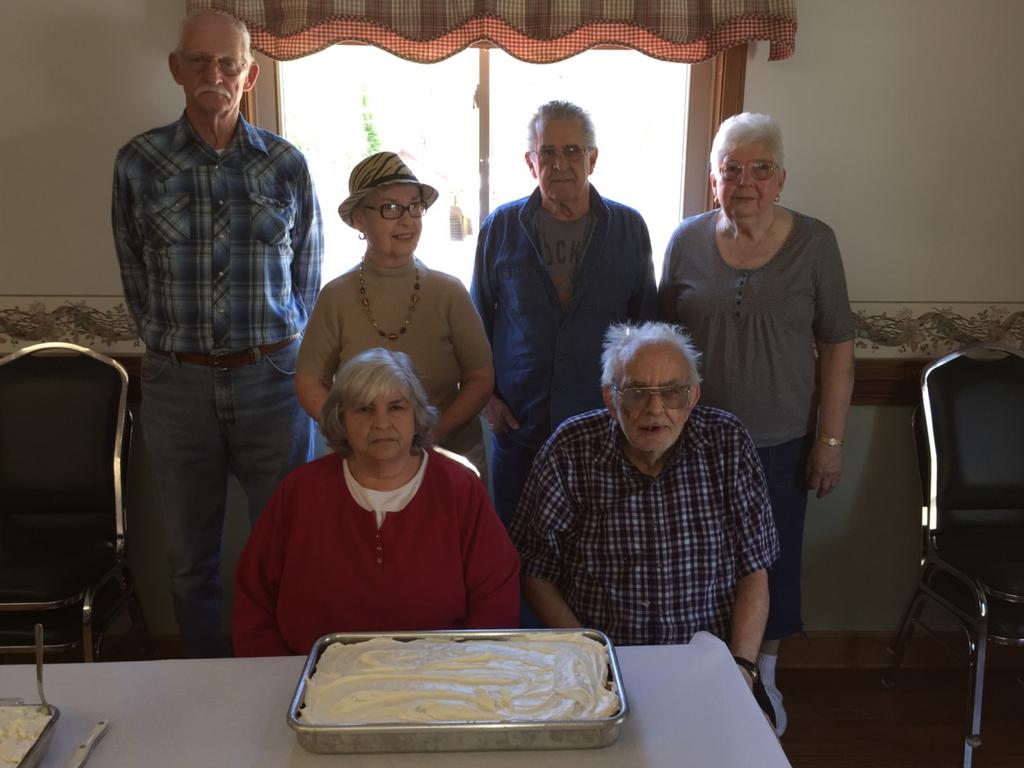 May 30th Tex Murphy May 30th Celebrating April Birthday s at the Grantsville CCCOA: Standing:Roy Pursley, Eleanor Caltibiano, James Wilt, Barb Roberts, Sitting: