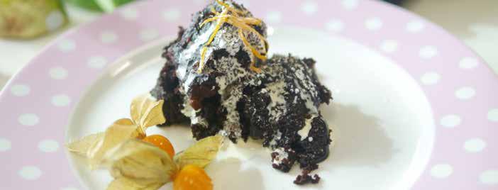 Chocolate and Orange Volcano Pudding Red Wine Poached Pears DESSERT 3 HOURS 6-8 SERVINGS DESSERT 20 MINUTES 6 SERVINGS 100g butter, melted, plus a little extra for the dish 225g self-raising flour