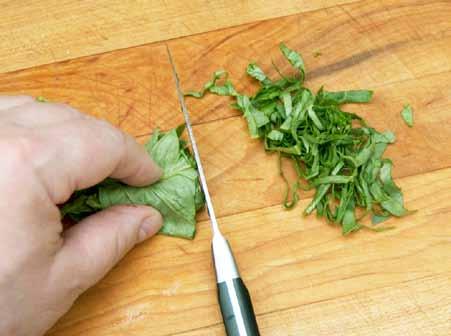 Note: Cutting basil into julienne or chiffonade is a basic technique you ll use again and again in your kitchen.