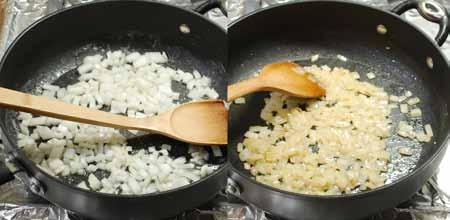 3 3 Saute the chopped onions in butter until tender and translucent, 6 to 8