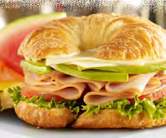 59 Ham and Cheese Croissant Thin slices of honey ham, tomatoes and American cheese served with mayo and Dijon mustard 9.