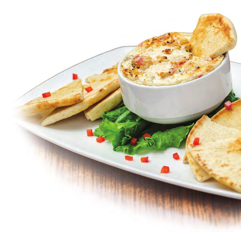 STARTERS Crab and Lobster Dip Our famous crab and lobster dip is large enough to share. Served warm with pita points. 10.