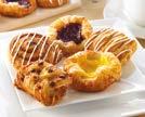 Bite-sized versions of our popular Danish pastries including; mini Maple Pecan Plait, Cinnamon Swirl, Vanilla Crème Crown,
