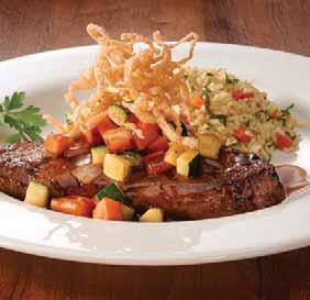 Steak* 8 oz sirloin smothered with roasted vegetables and a sweet Asian sauce topped Sesame Glazed Smothered Steak* High Sierra Smothered Steak* 8 oz sirloin smothered with roasted pasilla peppers,