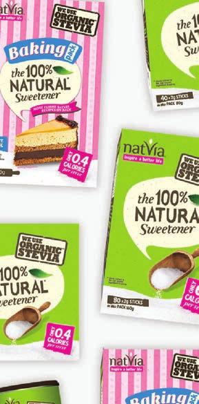 seed + 3 Tbsp Water, per Egg) NATVIA PRODUCTS NATVIA SWEETNER - Natvia Natural Sweetener can be used as a spoon for spoon substitute for sugar.