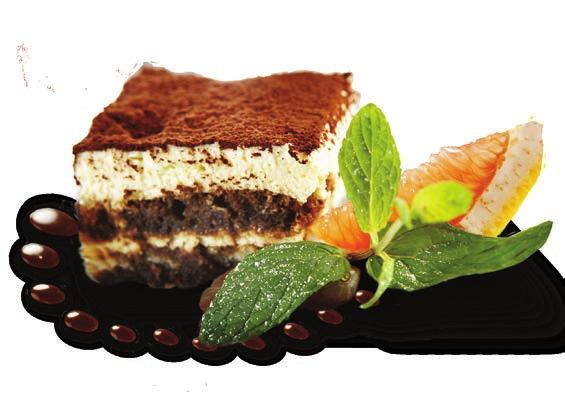 desserts Tiramisu layers of espresso infused ladyfingers, mascarpone cream and liquor, finished with shaved chocolate.