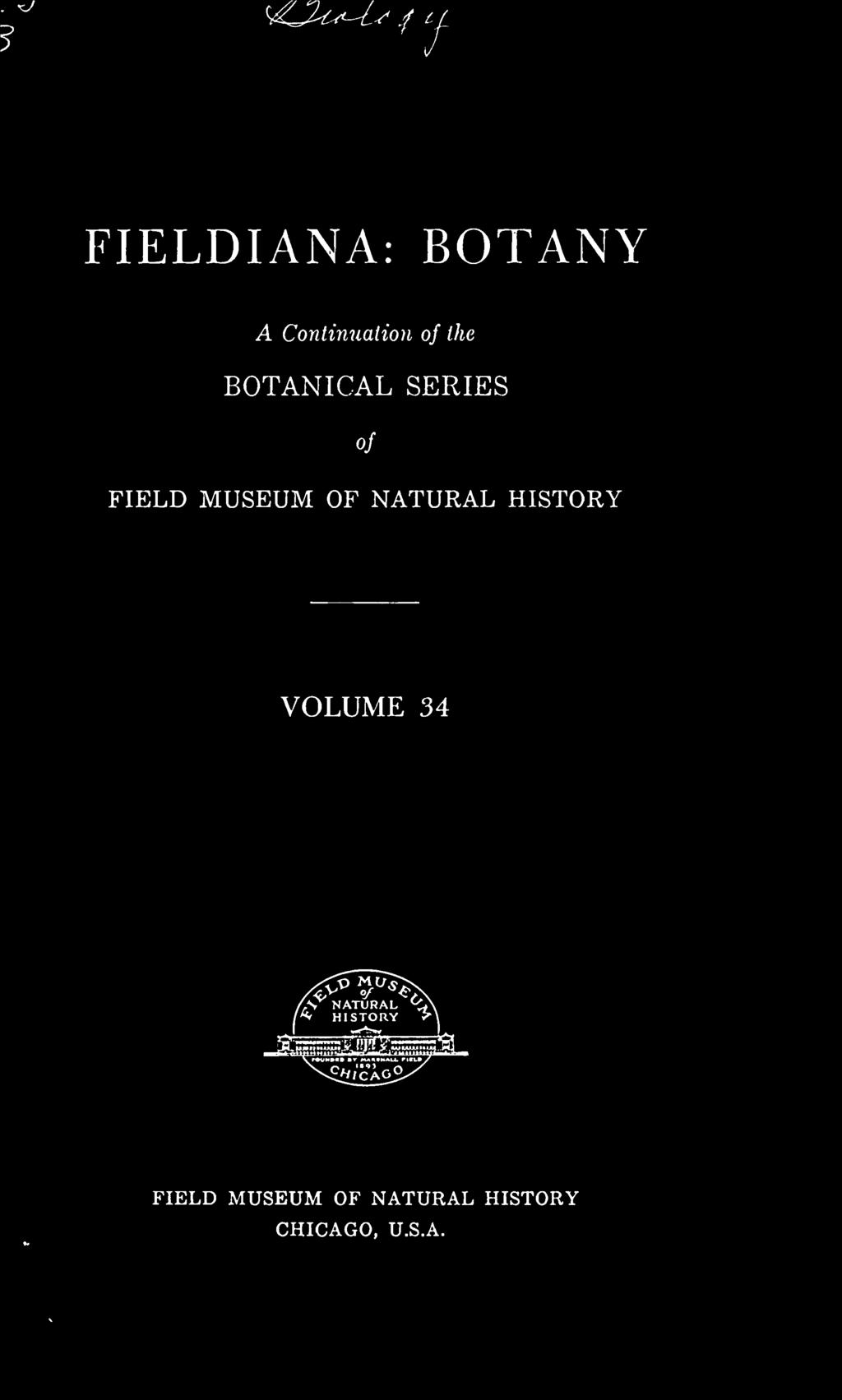 OF NATURAL HISTORY VOLUME 34 FIELD
