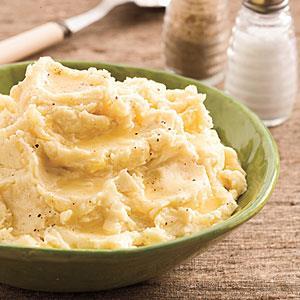 Perfect Mashed Potatoes + Save Yield: Makes about 6 cups 3 pounds Yukon gold potatoes 2 teaspoons salt, divided 1/3 cup butter 1/3 cup half-and-half 4 ounces cream cheese, softened 3/4 teaspoon