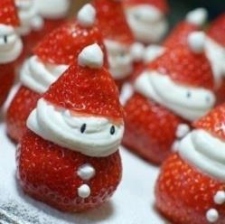 Try: Watermelon Christmas trees: Simply cut the water melon into large inch thick slices then use a tree shaped cutter or a knife to create the