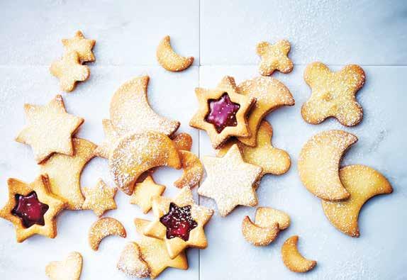 SHORTCRUST COOKIES AND JAM STARS Preparation Time: 15 min. Standing Time: 60 min Ingredients to make approx. 30 Cookies 150 g all-purpose flour 50 g sugar 100 g butter 1 egg yolk Preparation 1.
