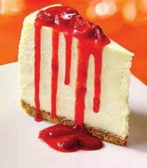 cheesecake piled high on a graham cracker crust and drizzled with your choice of cherry or strawberry topping. 6.