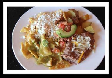 Breakfast BREAKFAST MEAT: bacon, ham or homemade chorizo *Plates served with refried beans, Homestyle potatoes, salsa fresca, avocado & 4 corn or 3 flour tortillas YOUR CHOICE OF TORTILLAS Regular