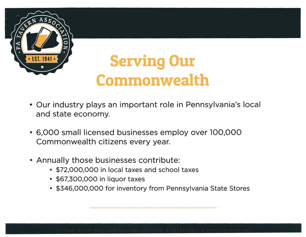 erving Our Commonwealth Our industry plays an important role in Pennsylvania's local and state economy.