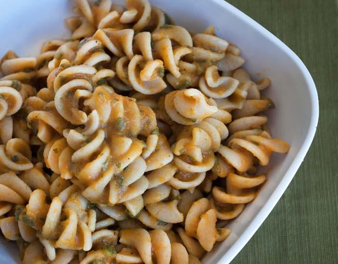 Pumpkin Sage Pasta From Everyday Happy Herbivore 8 ounce whole-wheat or gluten-free pasta 1 1/2 cup low-sodium vegetable broth 1 1/2 cup canned pumpkin puree (NOT pumpkin pie filling) 1-3 tablespoons