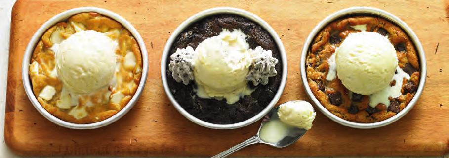BJ s WORLD-FAMOUS PIZOOKIES Place your order now for the hot out of the oven Pizookie! This super moist, rich and delicious cookie is topped with vanilla bean ice cream and baked to order!