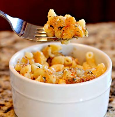 Baked Macaroni and Cheese Serves: 6 Serving Size: 1 cup 8 ounces elbow macaroni, uncooked (~ 2 cups) 2 tablespoons enriched flour 1 cup reduced-fat, sharp cheddar cheese* (grated or cut into small