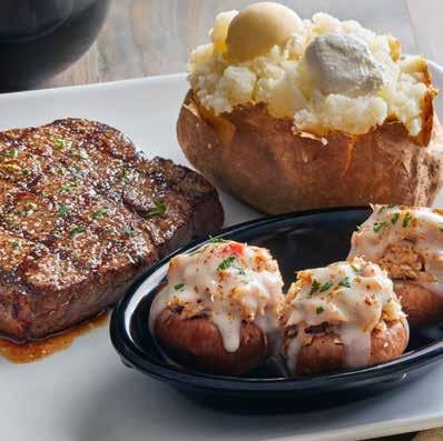 STEAKS Center Cut Top Sirloin* Perfectly seasoned sirloin, aged 21 days and grilled over an open flame. Served with a baked potato and choice of House or Caesar salad. 10 oz. 17.49 6 oz. 12.99 16 oz.