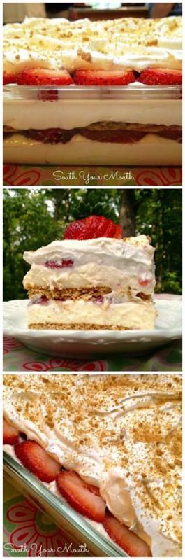 Strawberry Cream cheese fridge Cake 800g strawberries 2 sleeves tennis biscuits or graham crackers 1 240g.