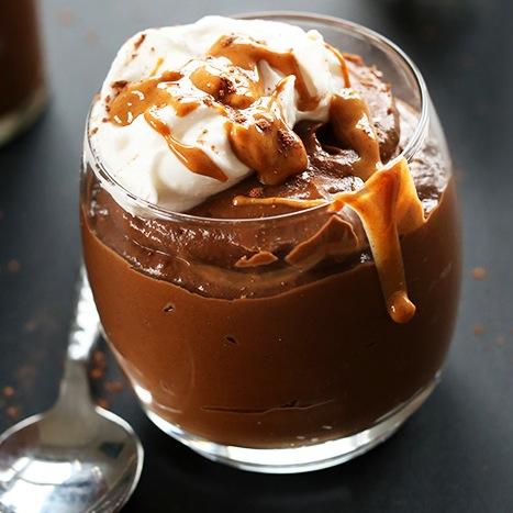 Peanut Butter and Chocolate Avocado Pudding 1 1/2 ripe avocados 1 ripe banana 1/2 cup cocoa powder 1/2 cup favorite peanut butter extra peanut butter for topping 1/2 cup honey 1/4 cup almond milk
