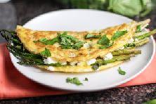 Asparagus Feta Omelette Yields 1 serving Coconut oil or butter 1 cup chopped Asparagus 2 large eggs, beaten 2 tablespoons feta cheese, crumbled 1/4 teaspoon dried dill Heat a nonstick skillet over