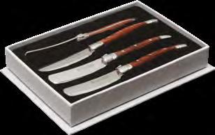 00 SET OF 4 LAGUIOLE SOFT CHEESE KNIVES The well-balanced handles come in a striking finish and