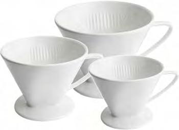 BREWING ACCESSORIES PORCELAIN COFFEE FILTER HOLDER 3 Brew smart and fresh when small quantities are needed 3 Upgrade your coffee service by brewing the old fashioned way 3 Made of fire-proof hard