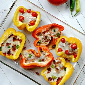 Healthy Stuffed Pizza Peppers shared by Back to School with Real Food Planned for Supper on Saturday, October 14, 2017 Source: easyrealfood.