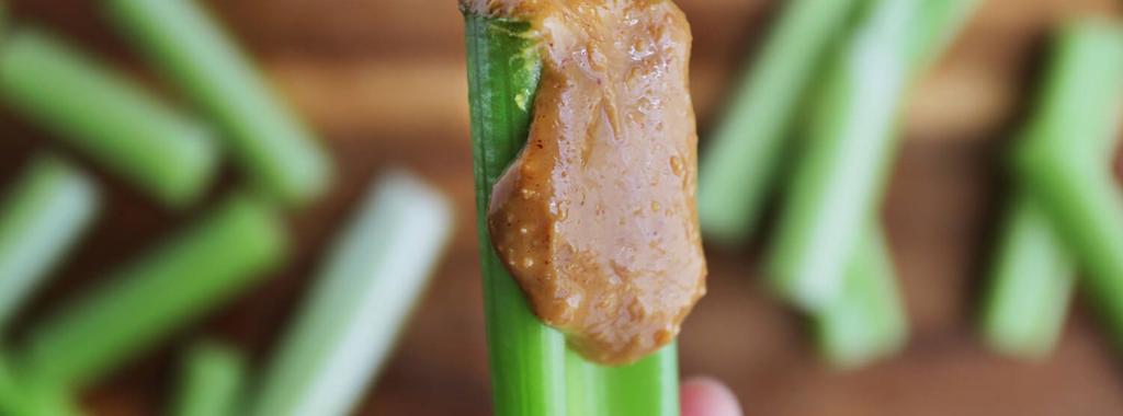 Celery with Peanut Butter 2 ingredients 5 minutes 4 servings 1. Spread peanut butter across celery sticks. Happy munching!