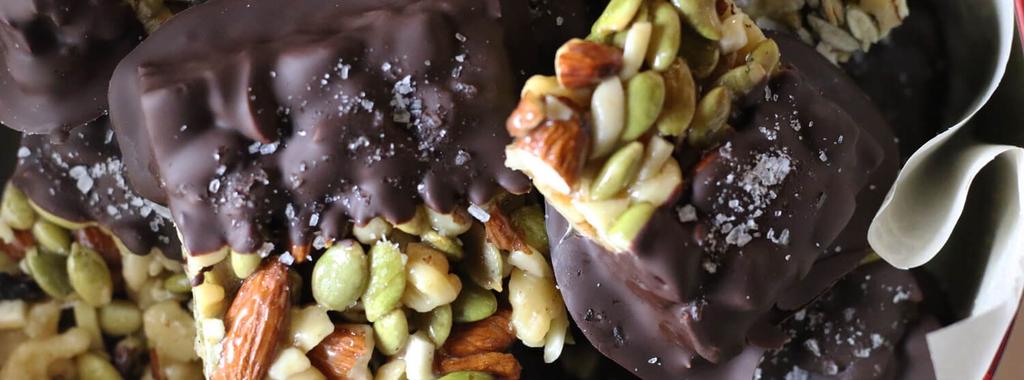 Nutty Dark Chocolate Sea Salt Squares 7 ingredients 1 hour 30 minutes 16 servings 1. Line a 8x8 pan with parchment paper. 2.
