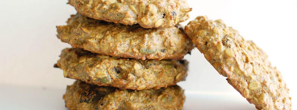 Monster Breakfast Cookies 11 ingredients 40 minutes 12 servings 1. Preheat oven to 350. 2. In one mixing bowl, combine mashed banana, eggs, grated carrot, almond butter, coconut oil and maple syrup.