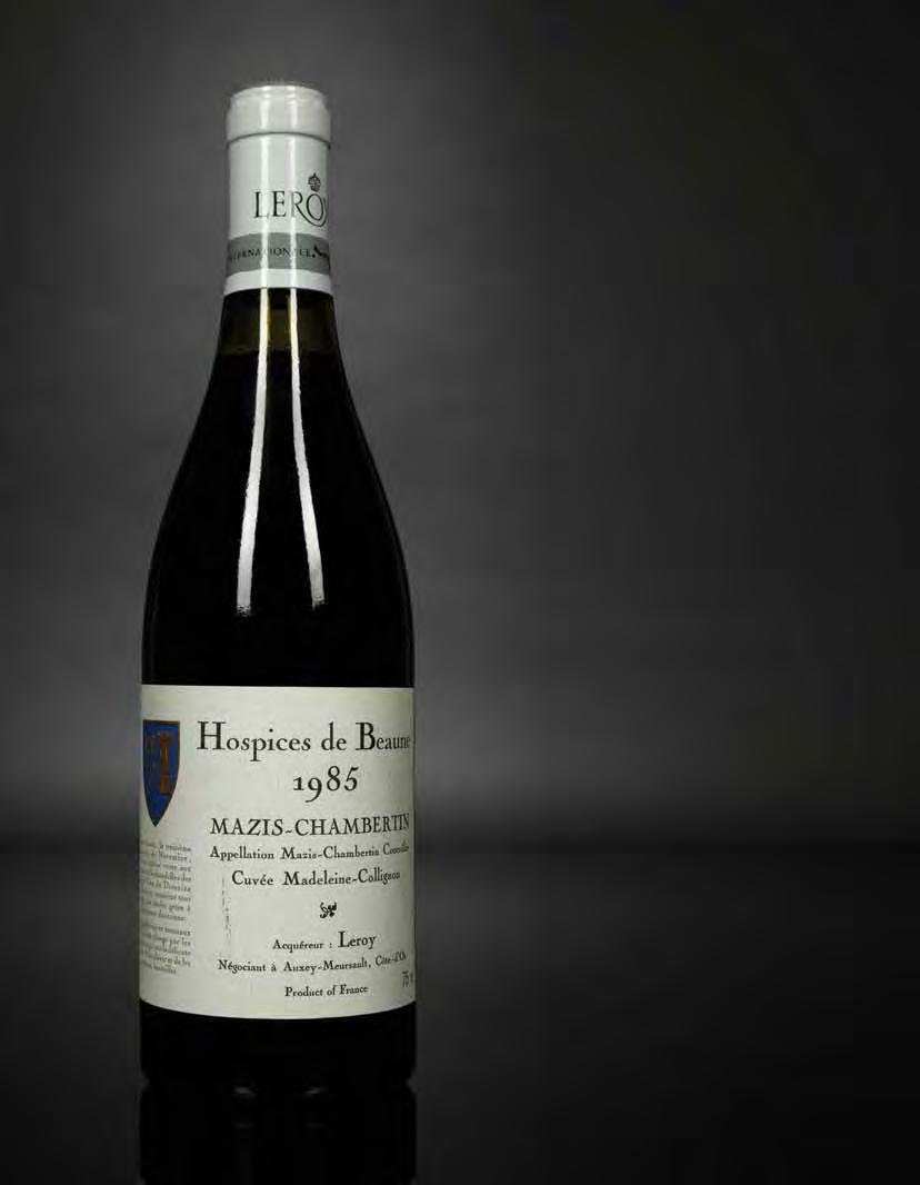 Leroy Mazis-Chambertin Hospices de Beaune Cuvée Madelaine Collignon Maison Leroy 1985 2cm, scuffed label "Aromas of fig and Fig Newton, slightly overripe, viscous, big wine...excellent." FH.