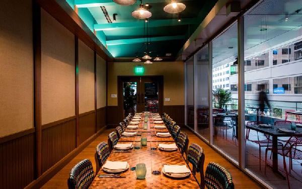 This room is equipped with a flat screen monitor for AV needs and can accommodate groups up to 18 guests as a seated lunch or dinner.